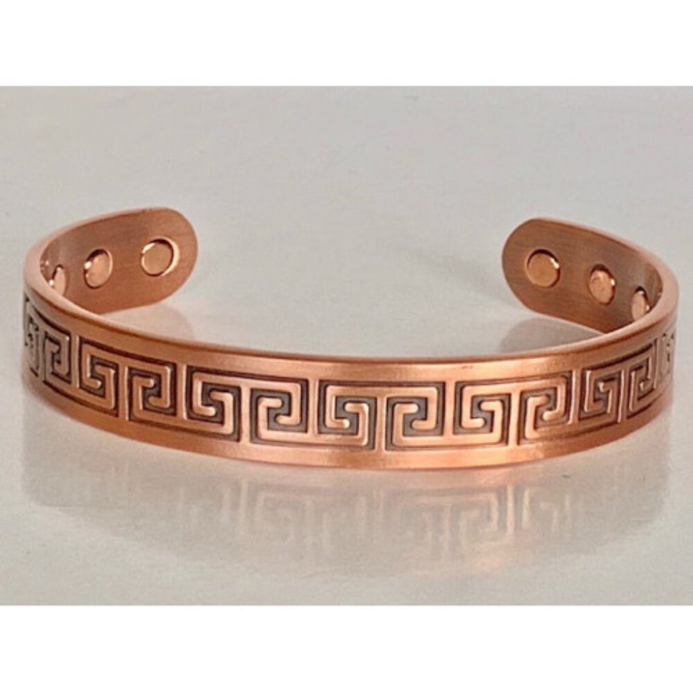 "Greek Key" Solid Handmade Copper Cuff Bracelets